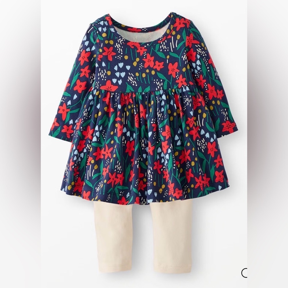 Hanna Andersson Baby Holiday Skater Dress & Leggings Set 3-6